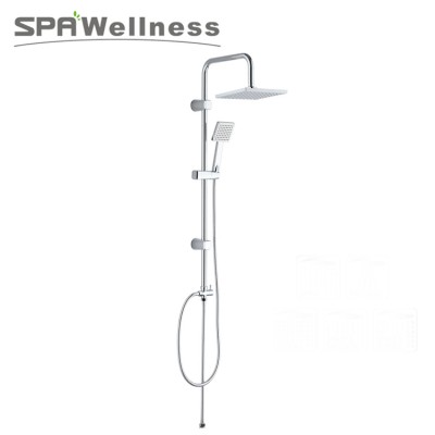 Wall Mounted Water Saving Square Bath Mixer Shower Head Set with Handshower